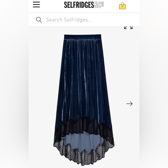 Zadig & Voltaire velvet midi Joslin lace hem skirt - Picture 1 of 7